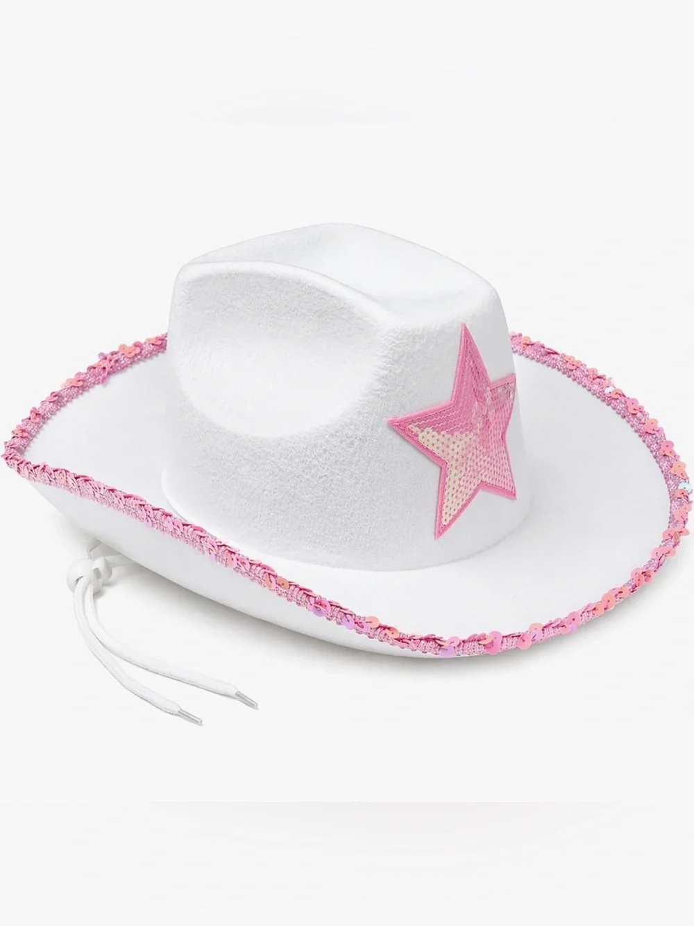 White with Pink trim Cowgirl Hat # 3, 22 x 3 x 15,Cowboy Hat Fedora Cow